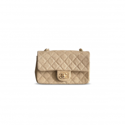CHANEL 26C QUILTED MINI CLASSIC FLAP WOVEN BAG (20*14*8cm)